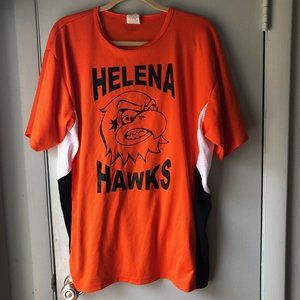 Helena Hawks Jersey Athletic Knit made in Canada Orange Black #9 size large